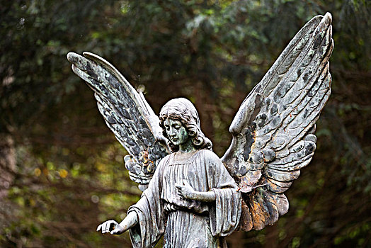 天使,雕塑,特写,墓地,汉堡市