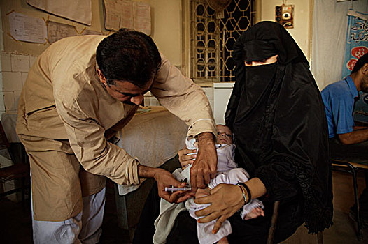 健康,工作,孩子,疾病,诊所,附近,卡拉奇,交易,城市,巴基斯坦,九月,2006年