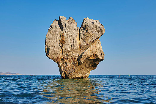 惊人,石头,岩石构造,水中,海滩,克里特岛,希腊,欧洲