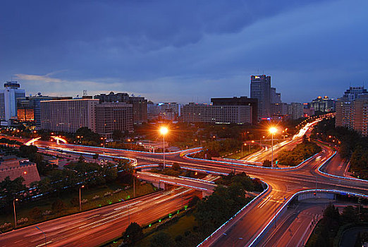 北京建国门桥夜景