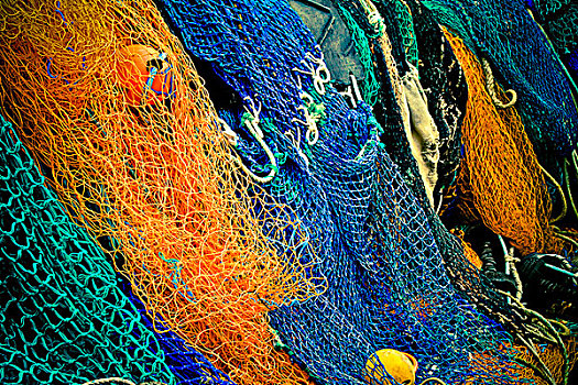 色彩,渔网,岸边