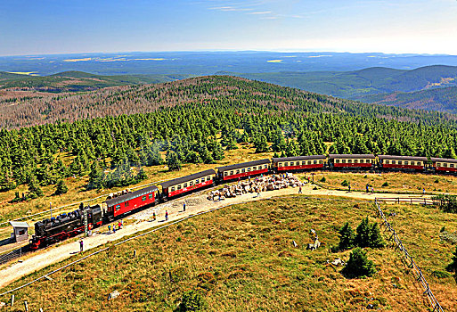 火车头,顶峰,布罗肯,哈尔茨山,国家公园,靠近,地区,萨克森安哈尔特,德国
