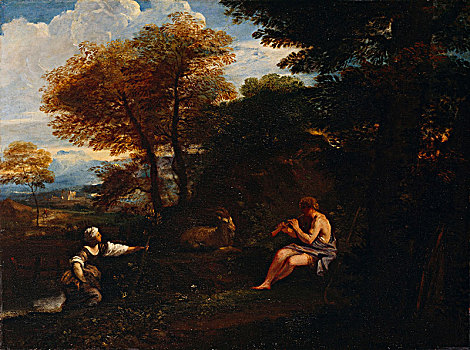 风景,牧羊人,17世纪,艺术家,码头