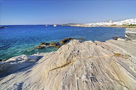 石头,海滩,湾,靠近,帕罗斯岛,基克拉迪群岛,希腊,欧洲