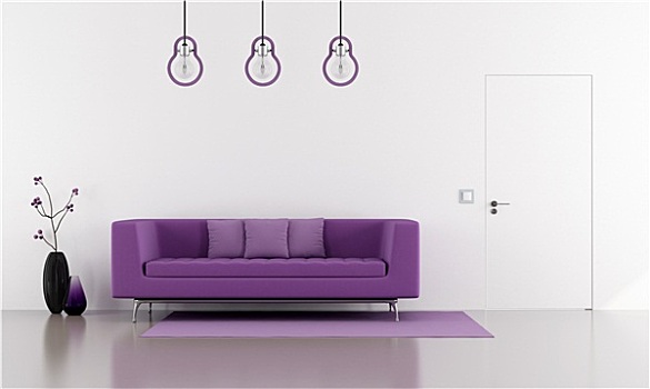 紫色,沙发,简约,白色,休闲沙发