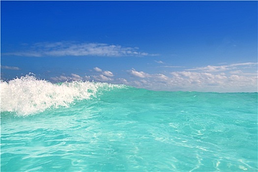 蓝绿色,波浪,加勒比海,水,泡沫