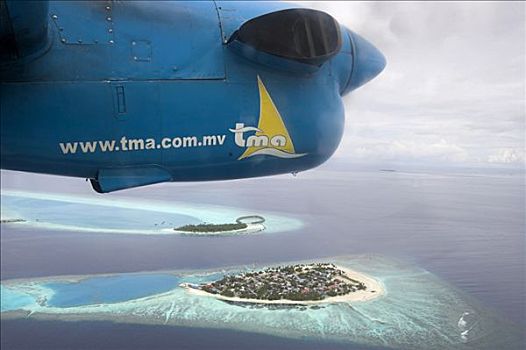 飞机,俯视,礁石,马尔代夫,亚洲