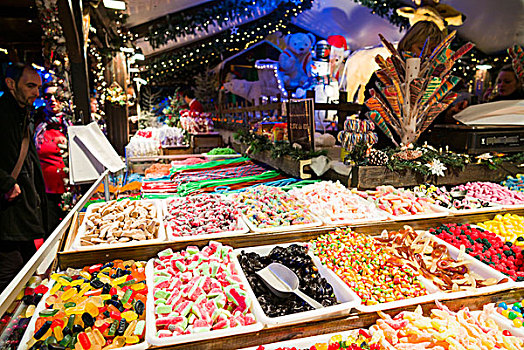 比利时,布鲁塞尔,地点,圣诞市场,糖果店