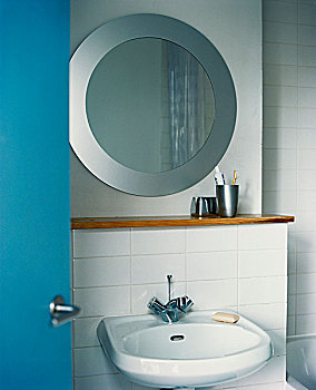圆,镜子,现代,浴室