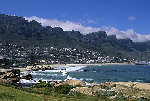 南非,靠近,开普敦,坎普斯湾,十二使徒岩,山峦,背景