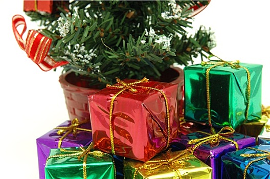 特写,礼物,圣诞树