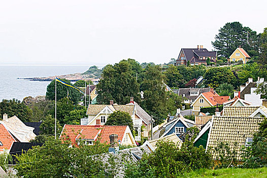 风景,房子,海岸,瑞典