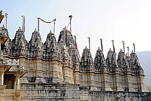 耆那教,庙宇,复杂,特写,拉纳普尔,拉贾斯坦邦,北印度,印度,南亚,亚洲
