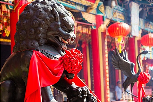 狮子,雕塑,中国寺庙