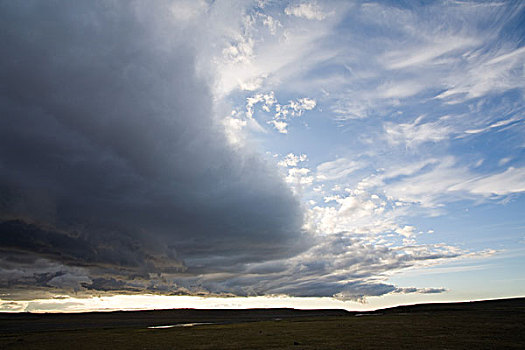 生动,云,上方,荒芜,风景,区域,冰岛