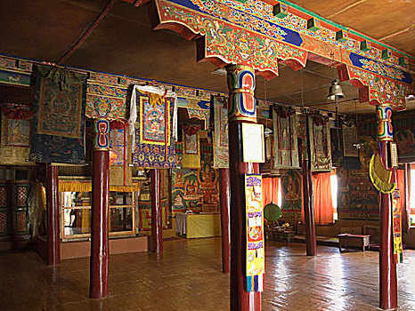 室内,寺院,查谟-克什米尔邦,印度