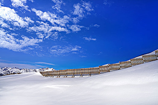 木质,雪,围栏,比利牛斯山脉,韦斯卡,西班牙