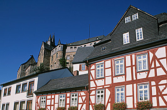 方形,城堡,迪茨,地区,莱茵兰普法尔茨州,德国,欧洲