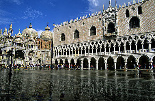意大利,威尼斯,圣马可广场,宫殿,总督,洪水