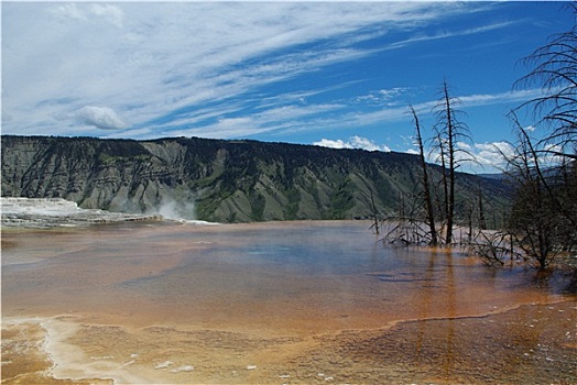 热,水池,山,黄石国家公园,怀俄明