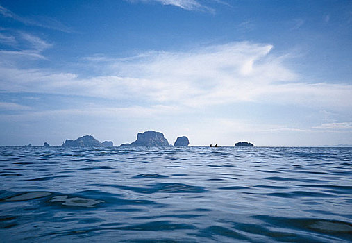 海景,一堆,石头,远景