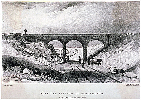 铁路线,靠近,车站,伦敦,1838年,艺术家