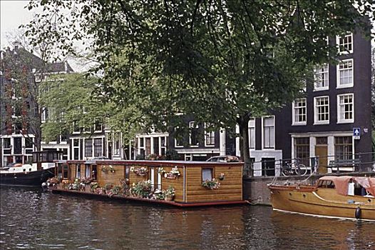 船屋,运河,阿姆斯特丹,荷兰