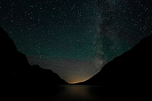 银河,高处,湖,冰川国家公园,蒙大拿
