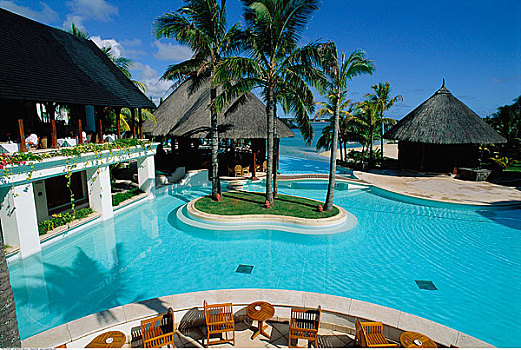游泳池,胜地,毛里求斯,印度洋