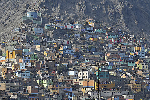 秘鲁,利马,贫民窟,圣克里斯托瓦尔,山