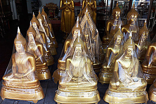 佛像,箔,出售,商业,佛,道路,曼谷,泰国,亚洲