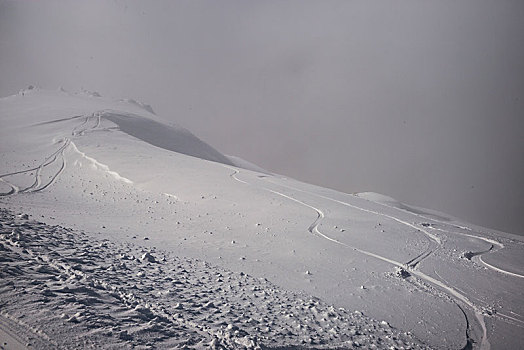 滑雪轨迹,积雪,山,惠斯勒,不列颠哥伦比亚省,加拿大