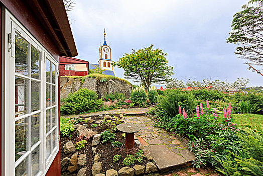 大教堂,传统,房子,托尔斯港,岛屿,法罗群岛,丹麦