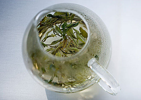 绿茶,浸泡,茶壶