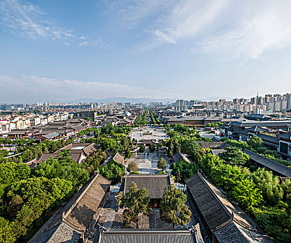 陕西省西安大雁塔,西安大慈恩寺佛塔,上看西安古城四方