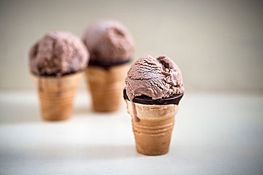 巧克力冰淇淋,华夫饼,杯子,素食
