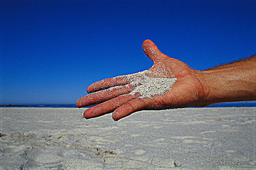 特写,沙子,手