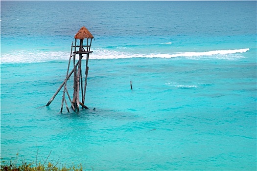 加勒比,拉链,线条,提洛尔,蓝绿色海水