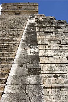 奇琴伊察,楼梯,库库尔坎金字塔,卡斯蒂略金字塔,尤卡坦半岛,墨西哥,世界遗产