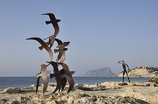 雕塑,白色海岸,阿利坎特,西班牙