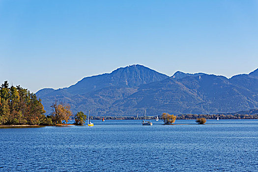 湖,基姆湖,左边,后面,齐姆高,上巴伐利亚,巴伐利亚,德国,欧洲