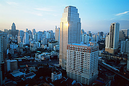 航拍,摩天大楼,城市,曼谷,泰国