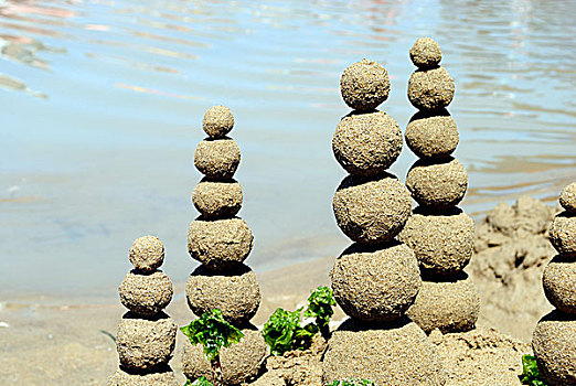 沙子,球,海滩,概念,平衡