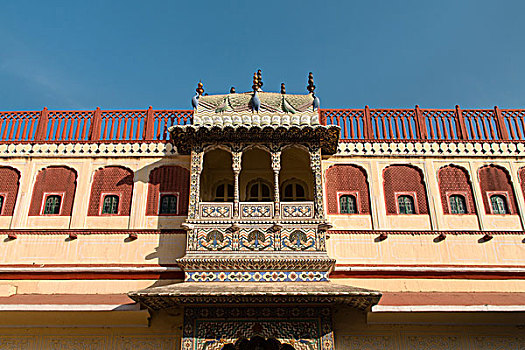 露台,院落,城市宫殿,斋浦尔,拉贾斯坦邦,印度,亚洲