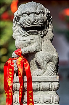 中国,狮子,雕塑,玉佛寺