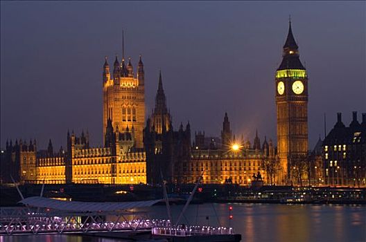 伦敦,大本钟,议会大厦,夜晚