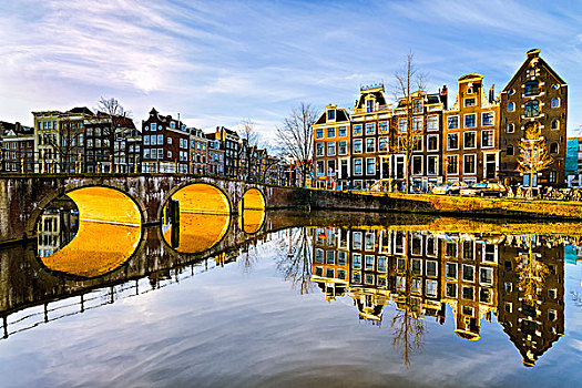 晴朗,早晨,阿姆斯特丹,荷兰