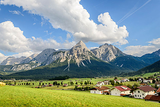 风景,山景,提洛尔,阿尔卑斯山,埃尔瓦尔德,盆地,靠近,奥地利,欧洲