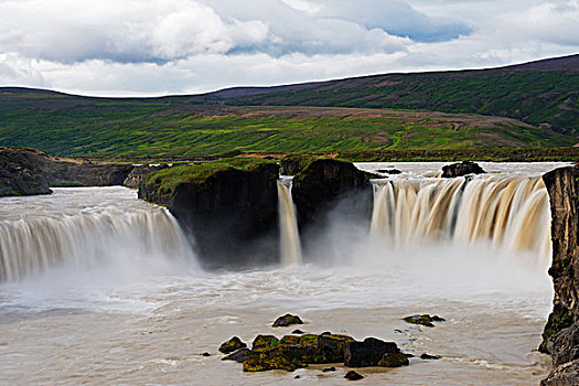 冰岛,北方,区域,神灵瀑布,瀑布