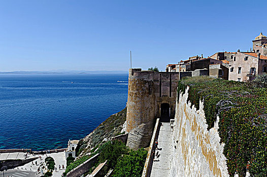 风景,城堡,博尼法乔,科西嘉岛,法国,欧洲